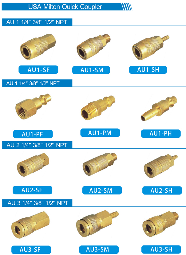 USA MILTON TYPE QUICK COUPLERS Pneumatic Cylinder Solenoid Valve 